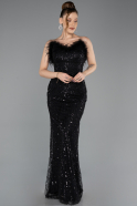 Long Black Beaded Evening Dress ABU5590