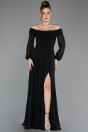 Long Black Chiffon Evening Dress ABU5591