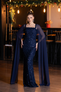 Long Navy Blue Scaly Evening Dress ABU5589