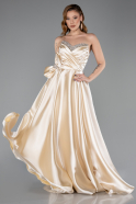 Beige Long Satin Evening Dress ABU5541