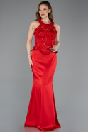 Long Red Satin Evening Dress ABU5601