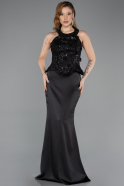 Long Black Satin Evening Dress ABU5601