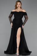 Long Black Chiffon Evening Dress ABU5602