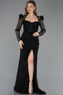 Long Black Dantelle Evening Dress ABU5604