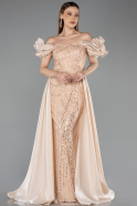 Gold Long Beaded Evening Dress ABU5154