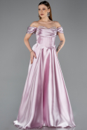 Powder Color Long Satin Evening Dress ABU5530