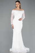 Long White Dantelle Evening Dress ABU5617