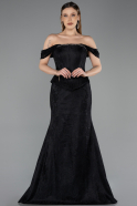 Long Black Dantelle Evening Dress ABU5609