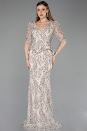 Long Beige Scaly Evening Dress ABU5621