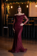 Long Burgundy Dantelle Evening Dress ABU5617