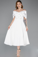 Midi White Party Dress ABK2523