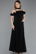 Midi Black Chiffon Evening Dress ABU6037