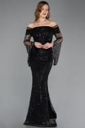 Long Black Scaly Mermaid Evening Gown ABU5623