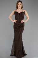 Long Brown Dantelle Evening Dress ABU6148
