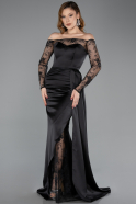 Long Black Satin Mermaid Evening Gown ABU5641