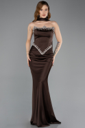 Long Brown Satin Mermaid Prom Dress ABU5644