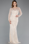 Long Beige Beaded Evening Dress ABU5649