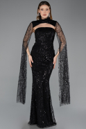 Long Black Beaded Evening Dress ABU5652