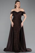 Brown Long Beaded Evening Dress ABU5542
