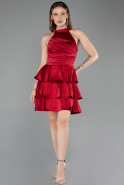 Short Burgundy Satin Cocktail Dress ABK2528