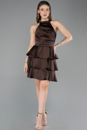 Short Brown Satin Cocktail Dress ABK2528