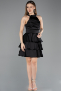 Short Black Satin Cocktail Dress ABK2528