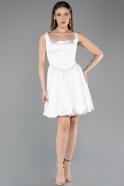 Short White Satin Party Dress ABK2529