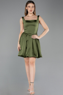 Short Olive Drab Satin Party Dress ABK2529