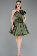 Short Olive Drab Satin Cocktail Dress ABK2510