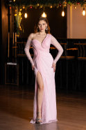 Powder Color Long Dantelle Evening Dress ABU5618
