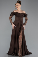 Brown Long Satin Evening Dress ABU5054