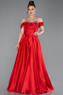 Red Long Satin Evening Dress ABU5530