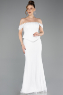 Long White Dantelle Mermaid Prom Dress ABU5685