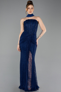 Long Navy Blue Dantelle Evening Dress ABU5686