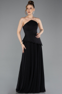 Long Black Chiffon Evening Dress ABU5681