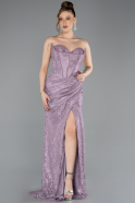 Lavender Long Laced Evening Dress ABU5642