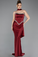 Long Burgundy Satin Mermaid Prom Dress ABU5644