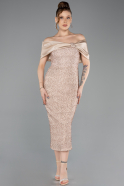 Gold Midi Beaded Party Dress ABK2461