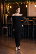 Midi Black Dantelle Party Dress ABK2488