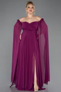 Plum Long Chiffon Plus Size Evening Dress ABU3464
