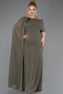 Olive Drab Long Chiffon Plus Size Evening Dress ABU5419