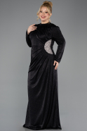 Long Black Plus Size Hijab Dress ABU5502