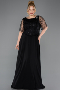 Long Black Chiffon Formal Plus Size Dress ABU5554