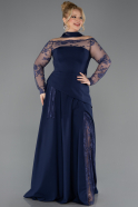 Long Navy Blue Dantelle Plus Size Evening Dress ABU5657