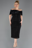 Midi Black Beaded Plus Size Cocktail Dress ABK2509