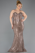 Long Copper Beaded Formal Plus Size Dress ABU5661