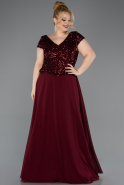 Long Burgundy Chiffon Plus Size Evening Dress ABU5651