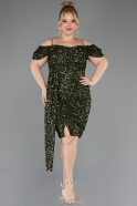 Midi Olive Drab Plus Size Cocktail Dress ABK2534
