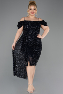 Midi Navy Blue Plus Size Cocktail Dress ABK2534
