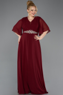 Long Burgundy Chiffon Plus Size Evening Dress ABU5613
